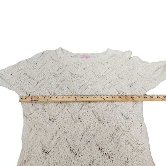 Lilly Pulitzer White Open Knit Ofd Shoulder Sweater Medium Large - Picture 9 of 11